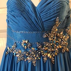 Prom/ pageant blue beaded formal gown.